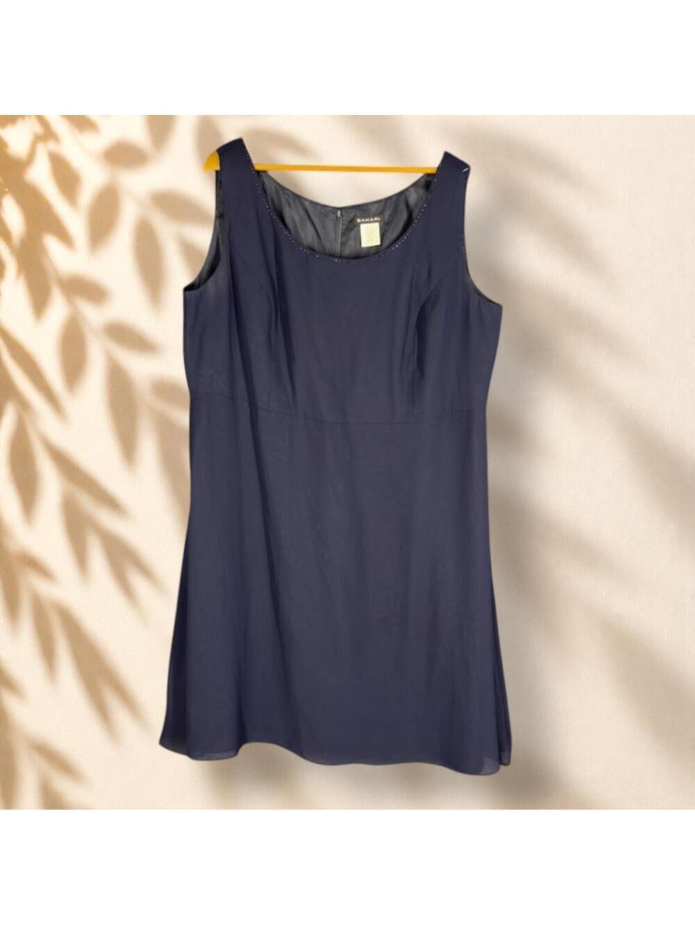 Bahari Dress Women 22W Plus Blue Shift Short Zipper Sleeveless Lined Casual
